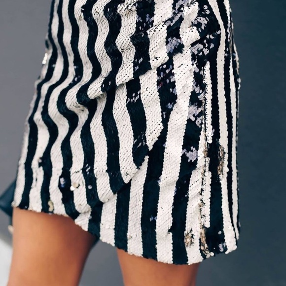 DO+BE Striped Sequin Skirt M - Picture 3 of 10